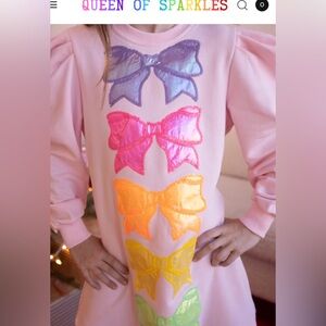 KIDS Queen of Sparkles Sequin Bow Sweatshirt Dress